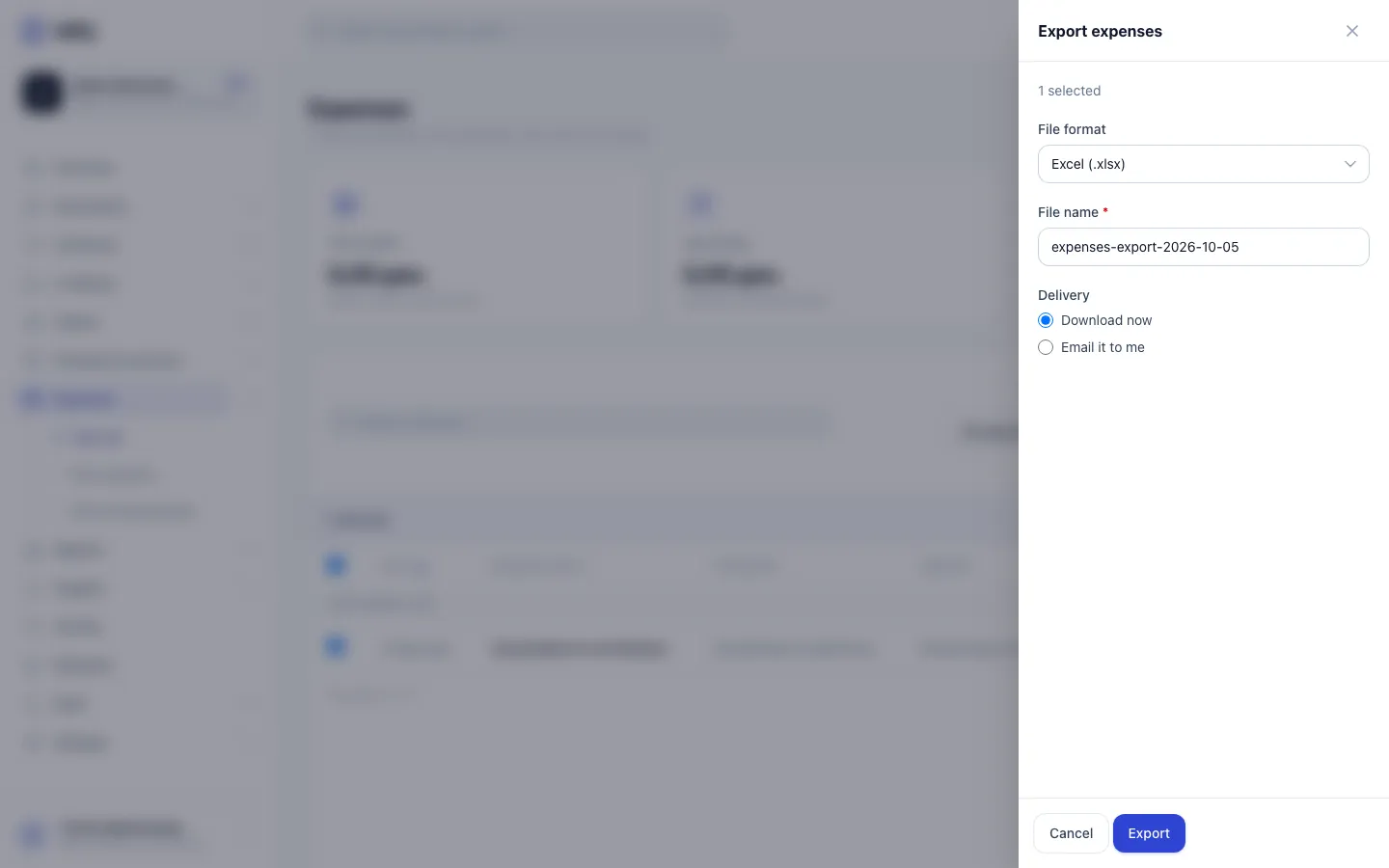 Step 4: Choose Download now or Email it to me, then click Export.