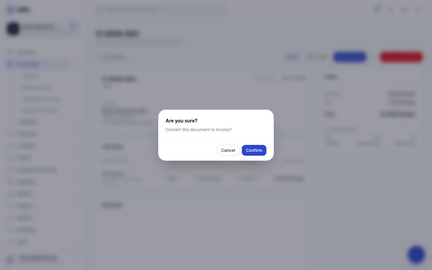 Step 3: Confirm. Bilify opens the new draft with the client and lines filled in.