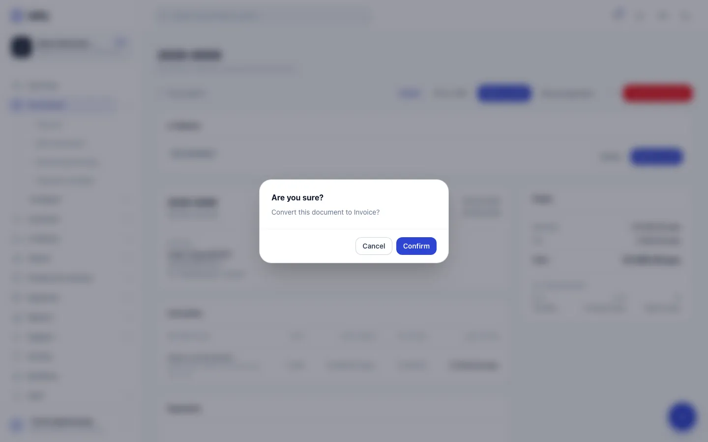 Step 4: Confirm. Bilify creates a draft invoice and leaves the advance unchanged.