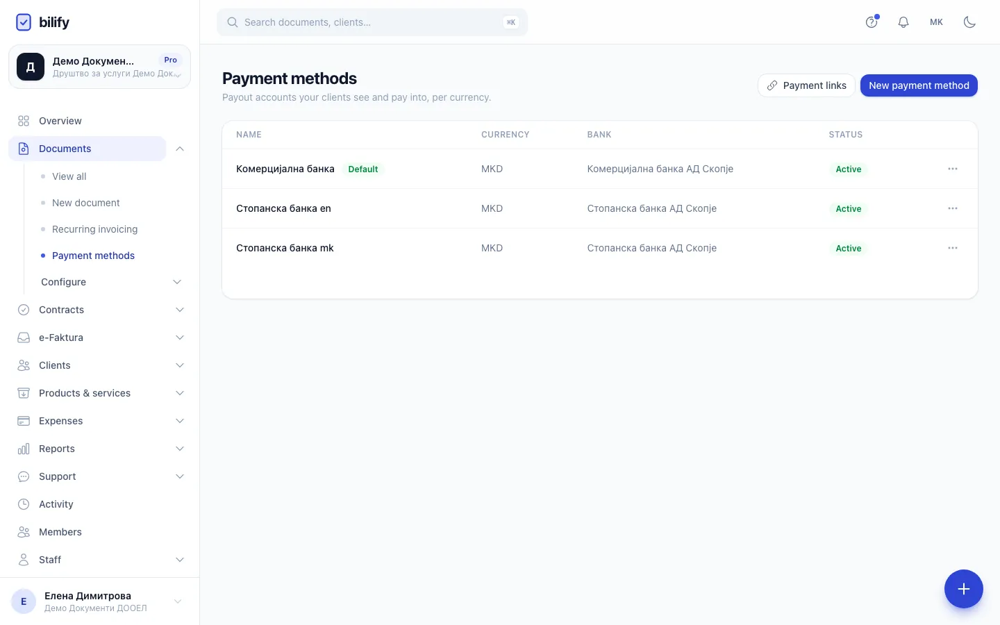 Step 1: On Payment methods, click Payment links to open the online payments panel.